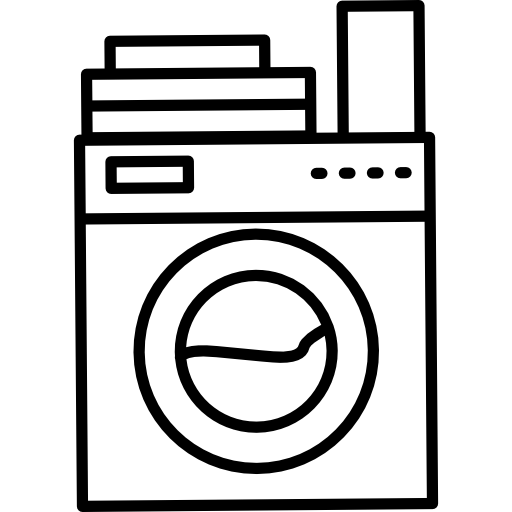 Laundry machine variant with clothes and soap on top